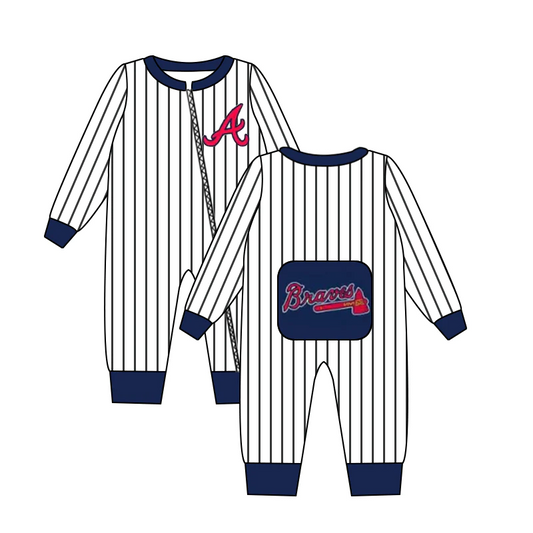 custom S 10.10 Team blue striped long sleeve boys romper