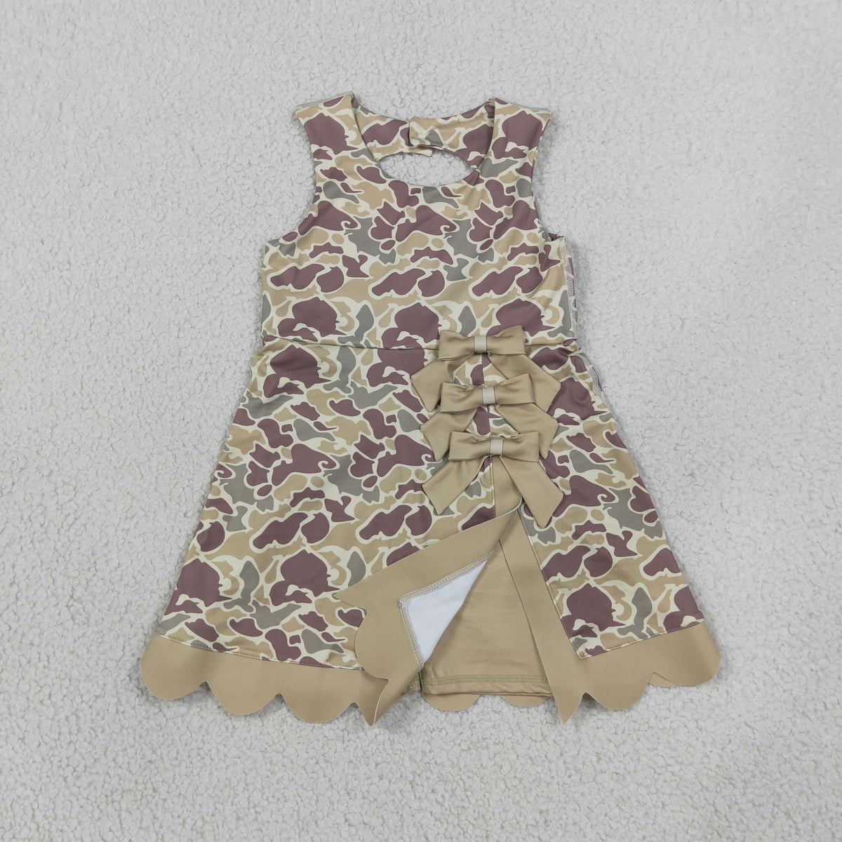 GSD4228 Yoga Camo Bows Skorts Sleeveless Girls Set