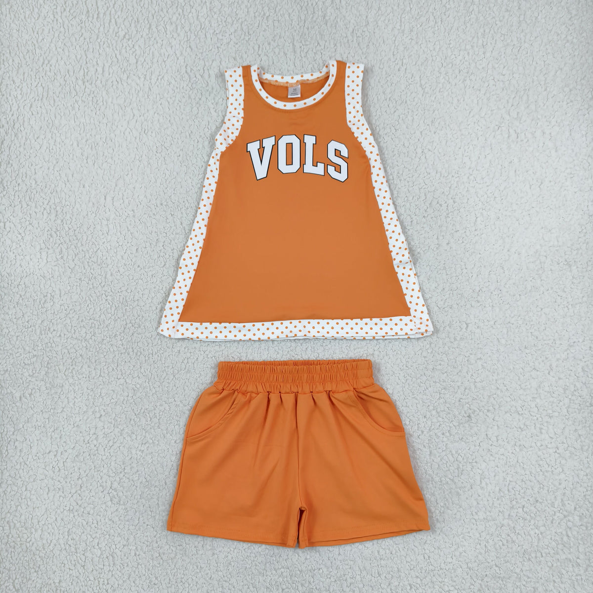GSSO3852 Yoga Vols Orange Sleeveelss Shorts Girls Set