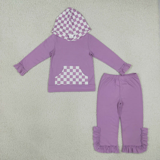 GLP3710 Pink Pocket Hoodie Long Sleeve Pants Girls Set
