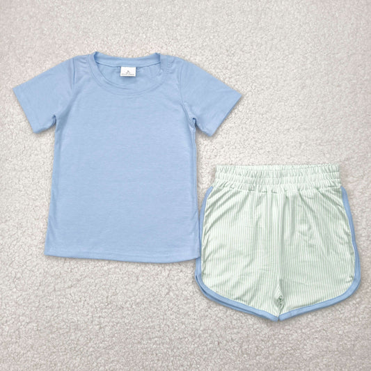 BSSO1481 blue short sleeve shorts boys set