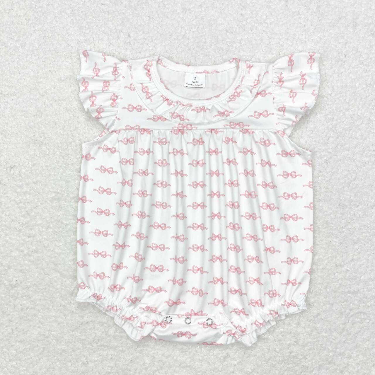 SR1933 pink bows flutter sleeve girls romper