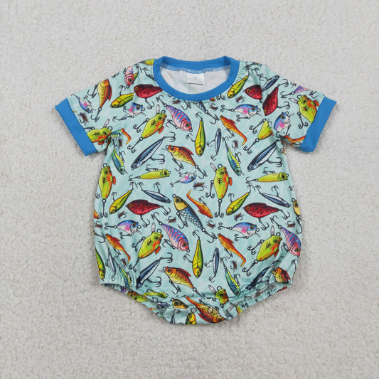 SR3824 Daddy's Fish Fishing Short Sleeve Boys Romper