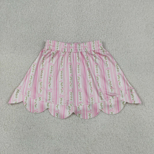 GLK0238 Milk Silk Pink Flowers Skorts Girls Skirt