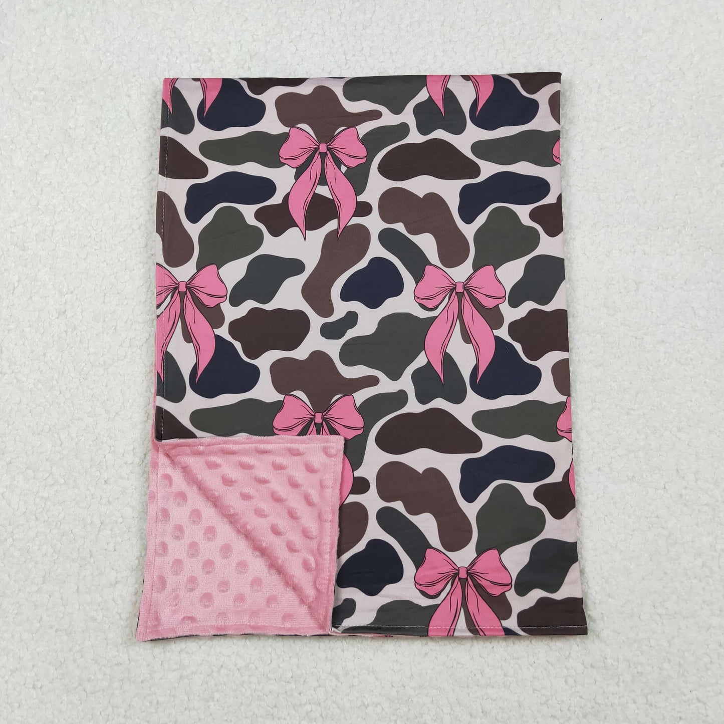 BL0189 hunting camo duck camo pink bows baby blanket