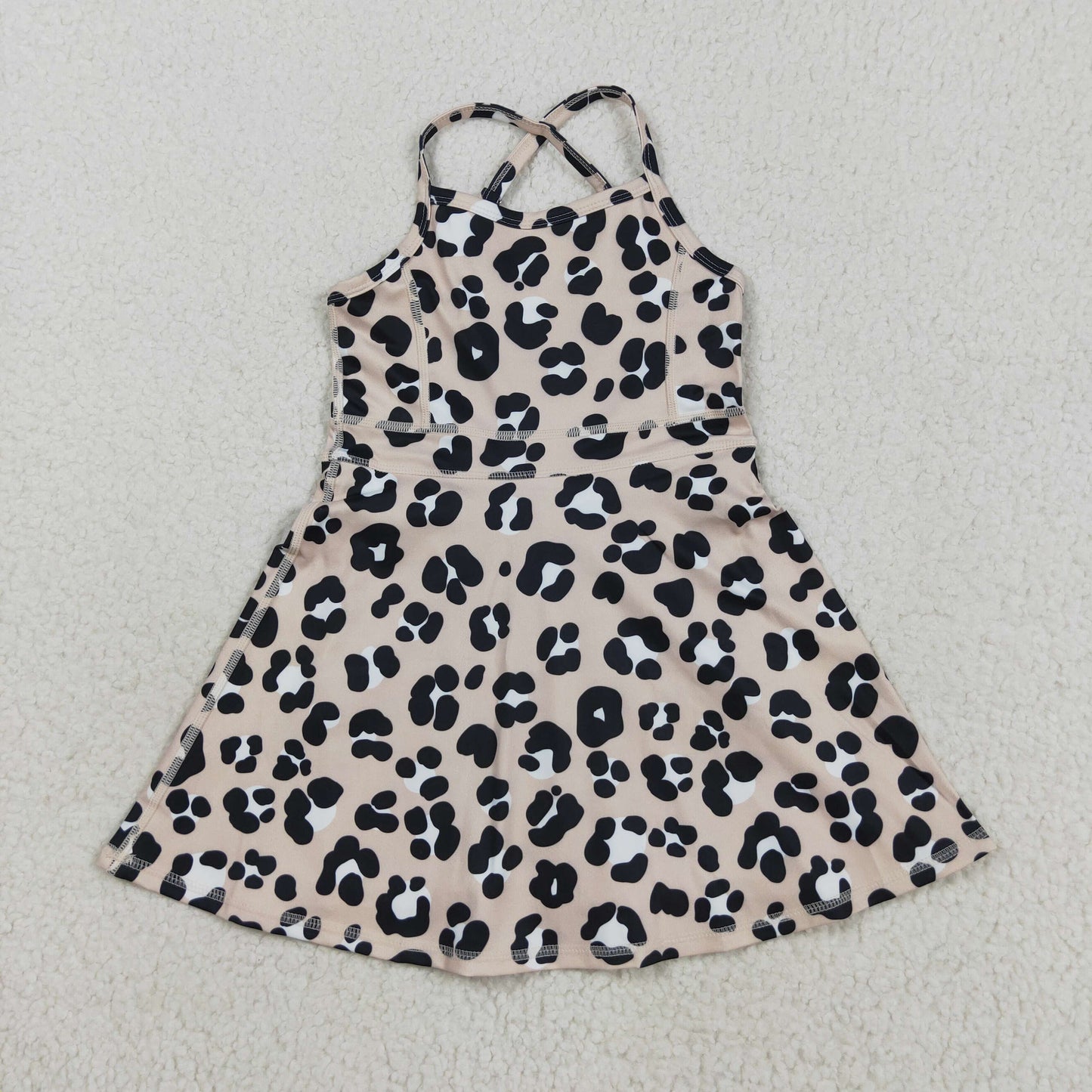 GSD2650 yoga brown leopard girls dress shorts