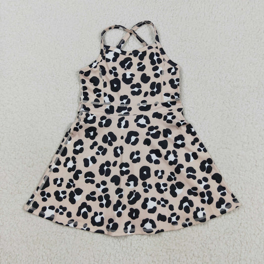GSD2650 yoga brown leopard girls dress shorts