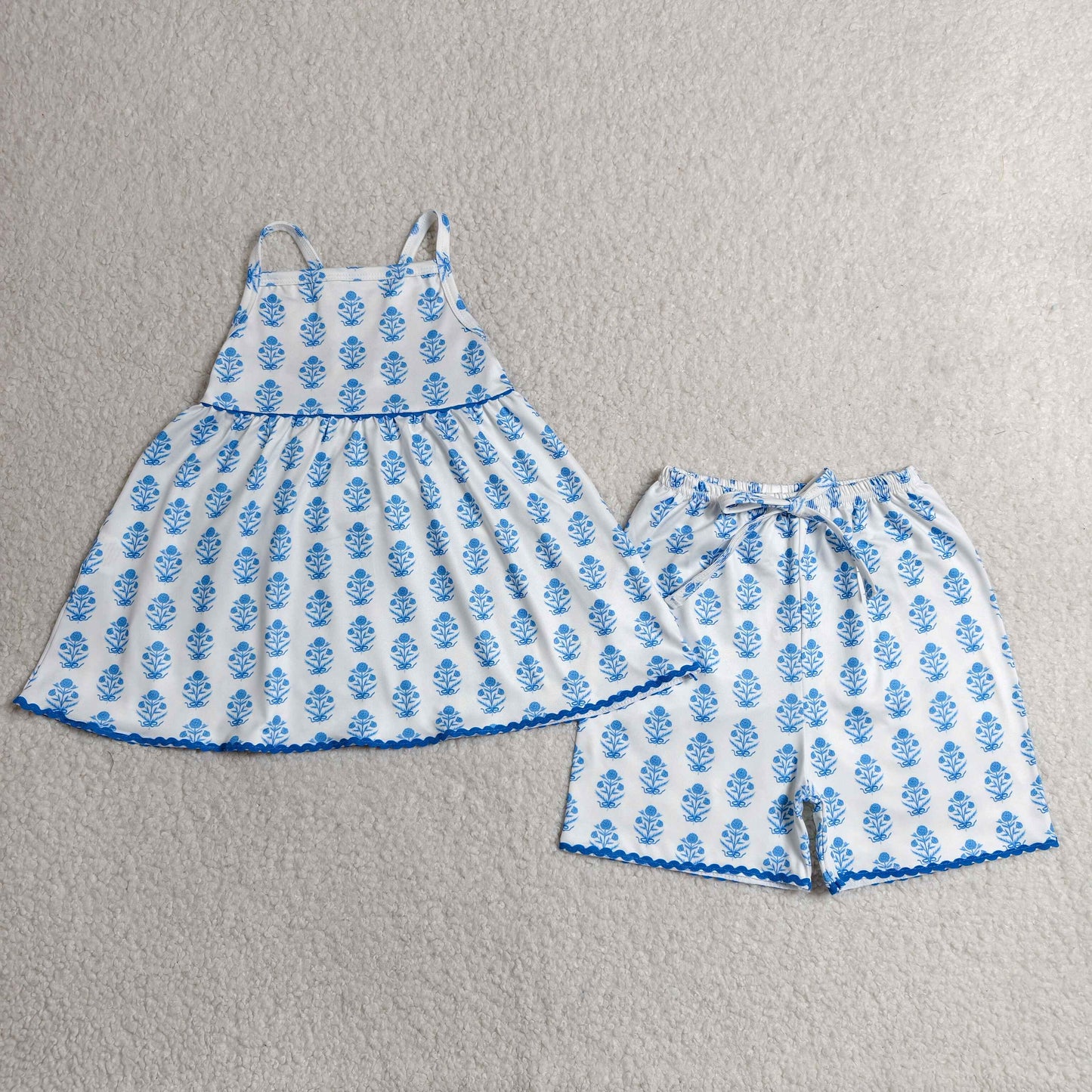 GSSO3416 Flowers Blue Summer Girls Set