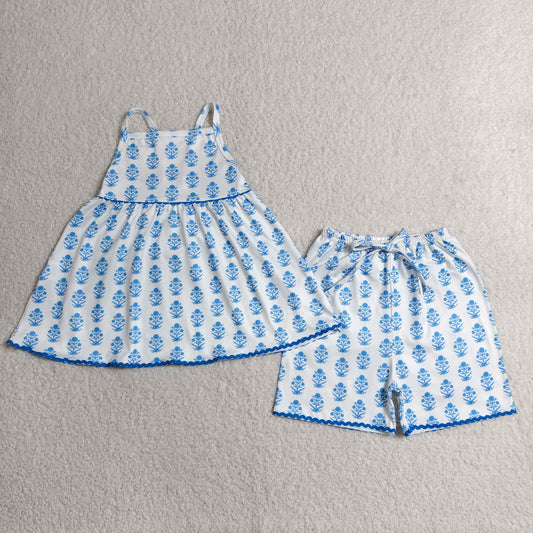 GSSO3416 Flowers Blue Summer Girls Set