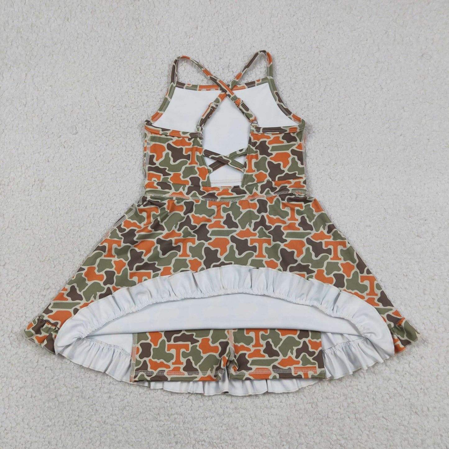 GSD3590 Yoga Football Item Camo Sleeveless Skorts Girls Dress