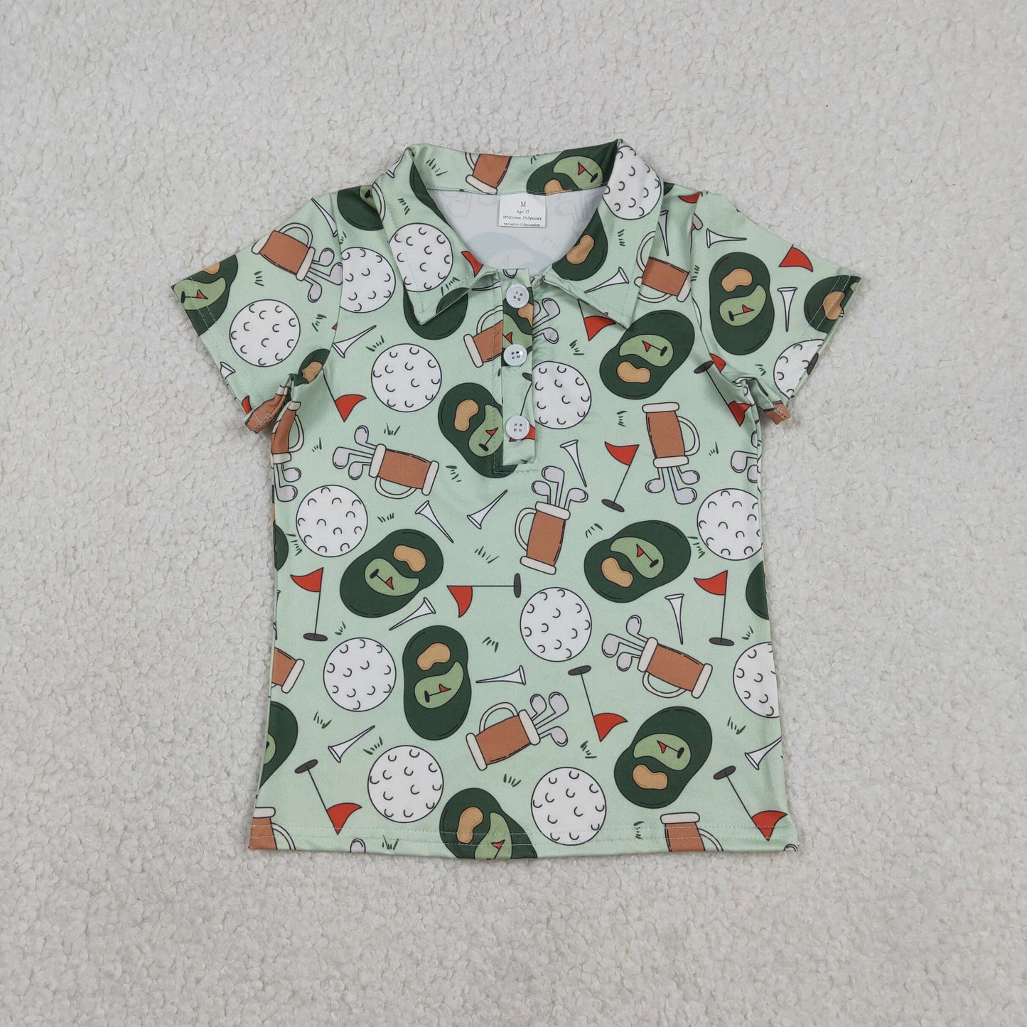 BT1586 Golf Green Short Sleeve Boys Top