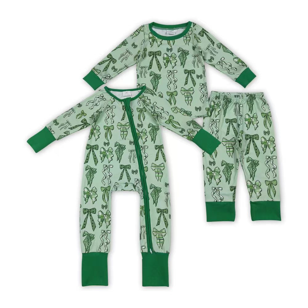 St Patrick green bows RTS Sibling Clothes