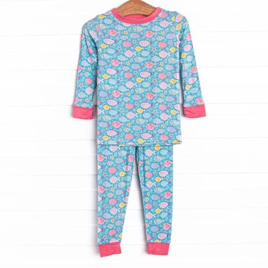 Preorder GLP01307 colorful finishing blue long sleeve pants boys pajamas