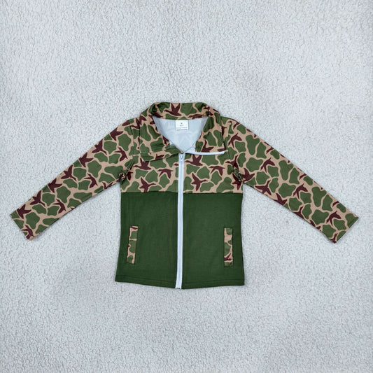 BT1933 Mallard Duck Camo Zipper Hoodie Long Sleeve Boys Coat