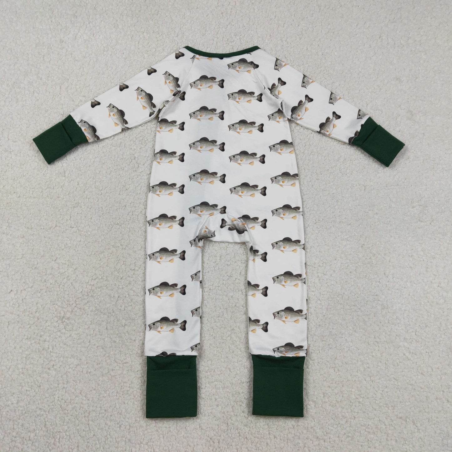LR2531 hunting fishing green zipper long sleeve boys romper