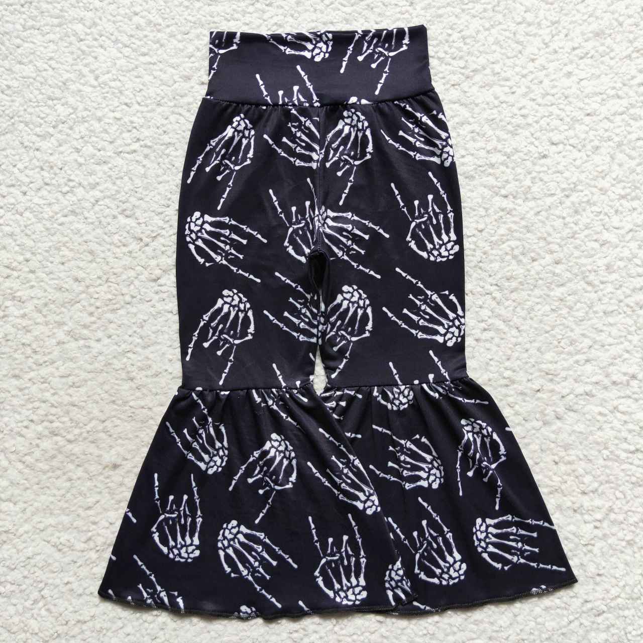 P0259 Halloween skeleton hands girls milk silk pants