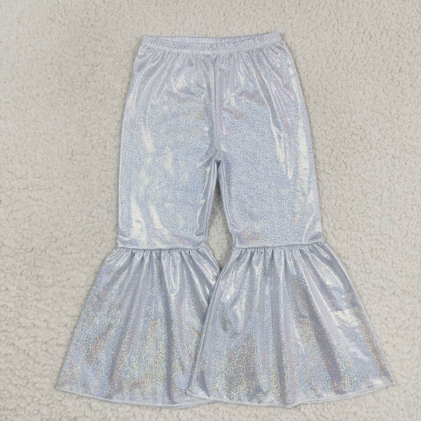 P0177 Silver Metallic Glitter Lurex Shimmer Silk Disco Pants
