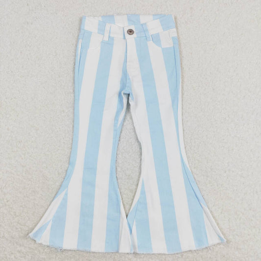 P0469 blue striped denim pants girls jeans