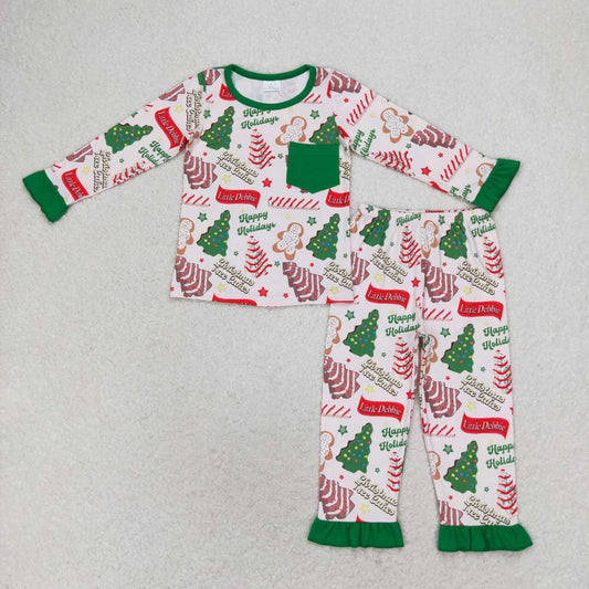 GLP1229 Christmas its the season cake long sleeve pants girls pajamas