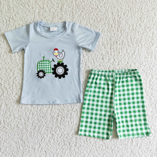 BSSO0031 Embroidery Farm Boys Summer Set