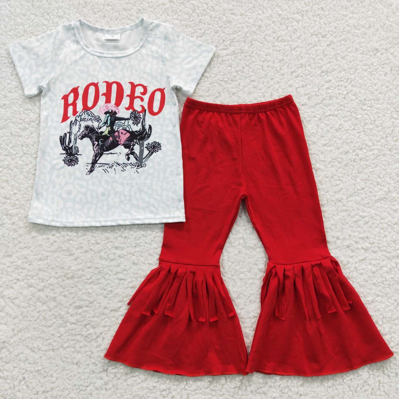 GSPO0602 RODEO Horseback Riding Western Short Red Pant Set