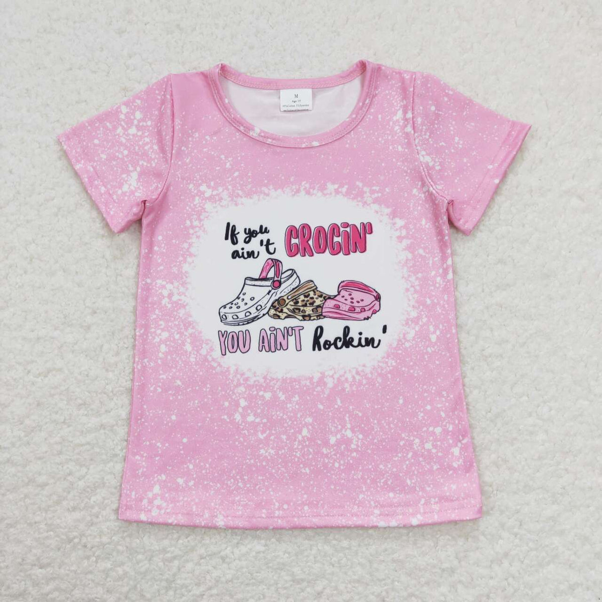 GT0443 Crocin Shoe Pink Short Sleeve Girls Top