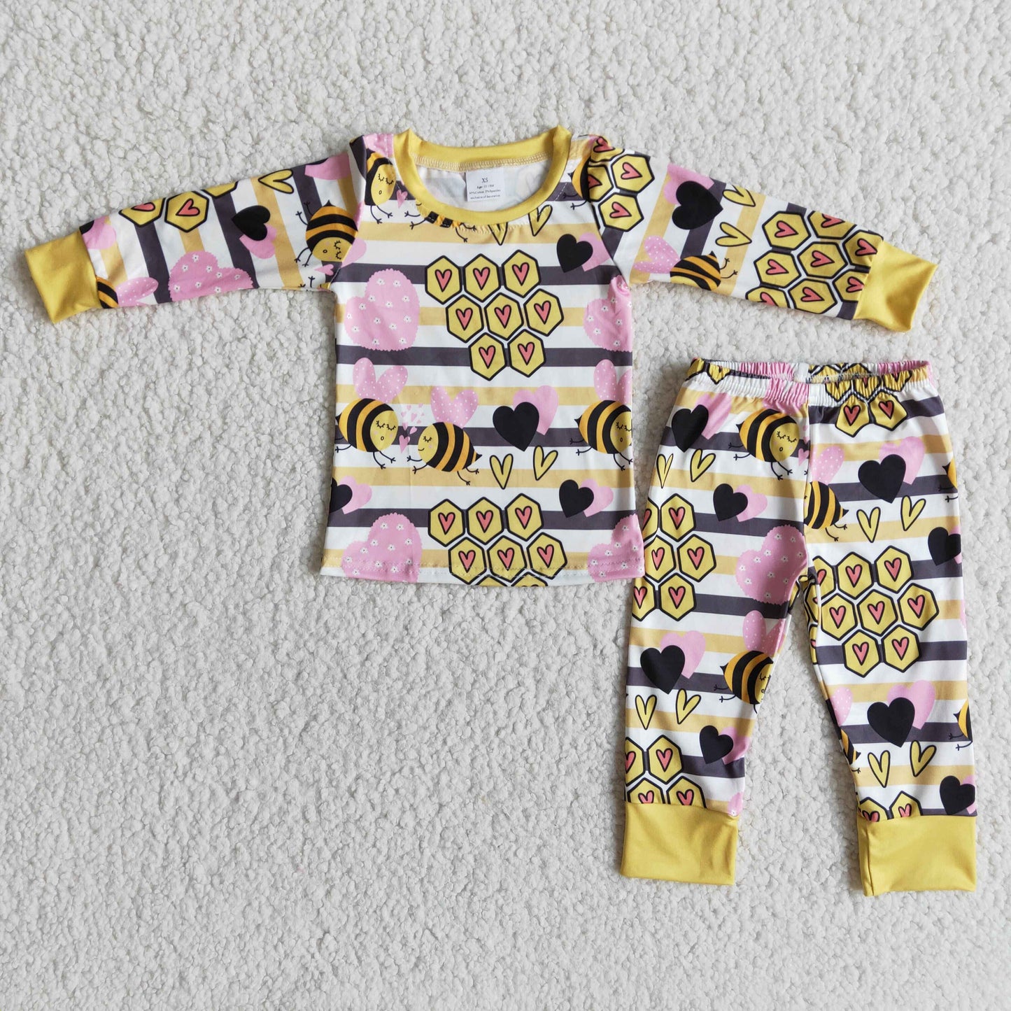 Valentine Bee Print Kids Pajamas