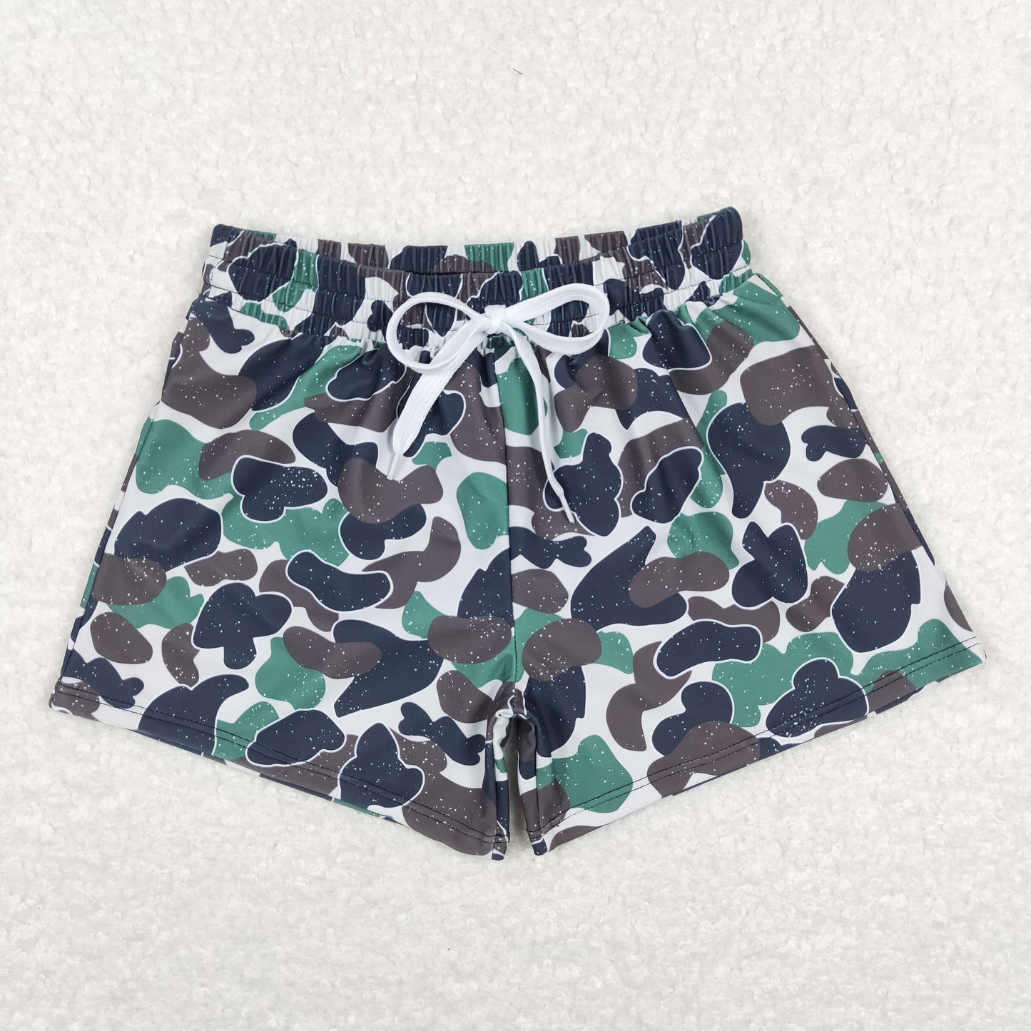 S0218 Camo Green Boys Swimming Trunks