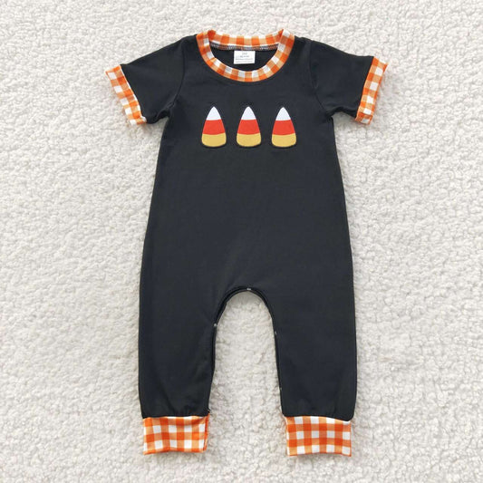 SR0400 Halloween Colorful Sugar Black Short Sleeves Boys Romper