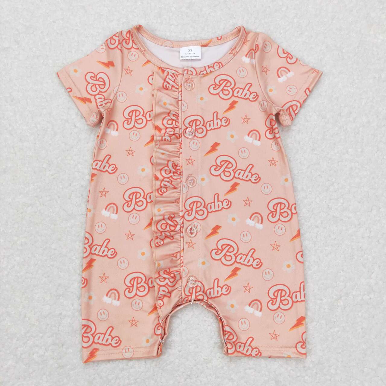 SR0525 Babe smile orange ruffles short sleeve girls romper