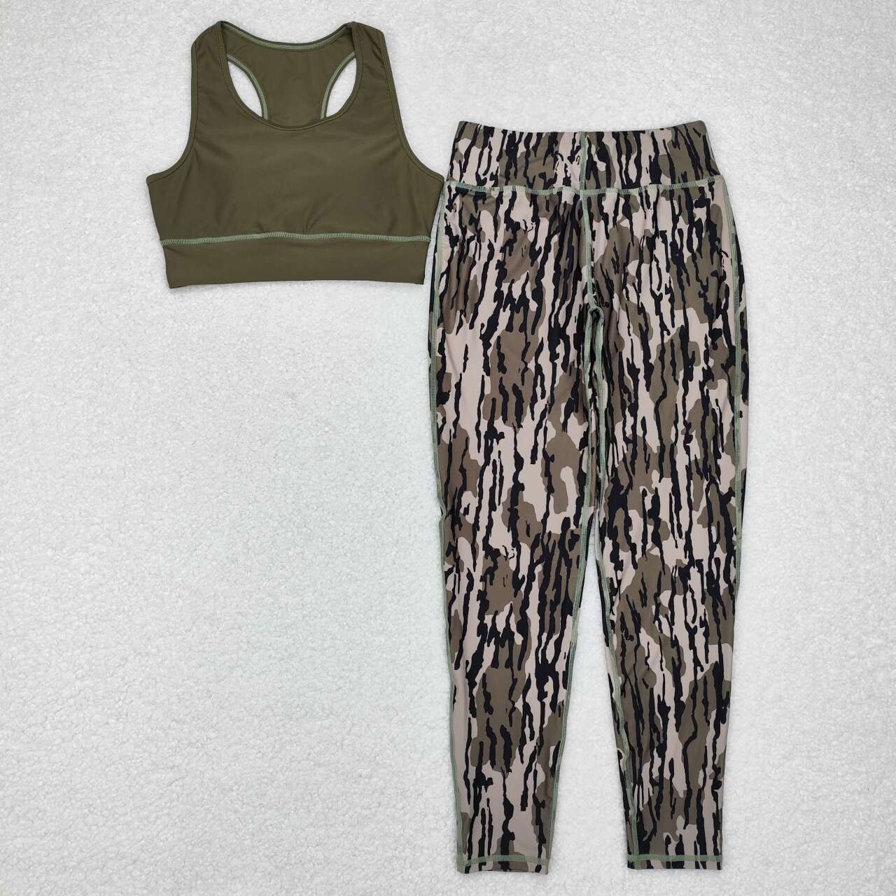 GSPO1666 dark green purple sleeveless camo pants adult yoga clothes