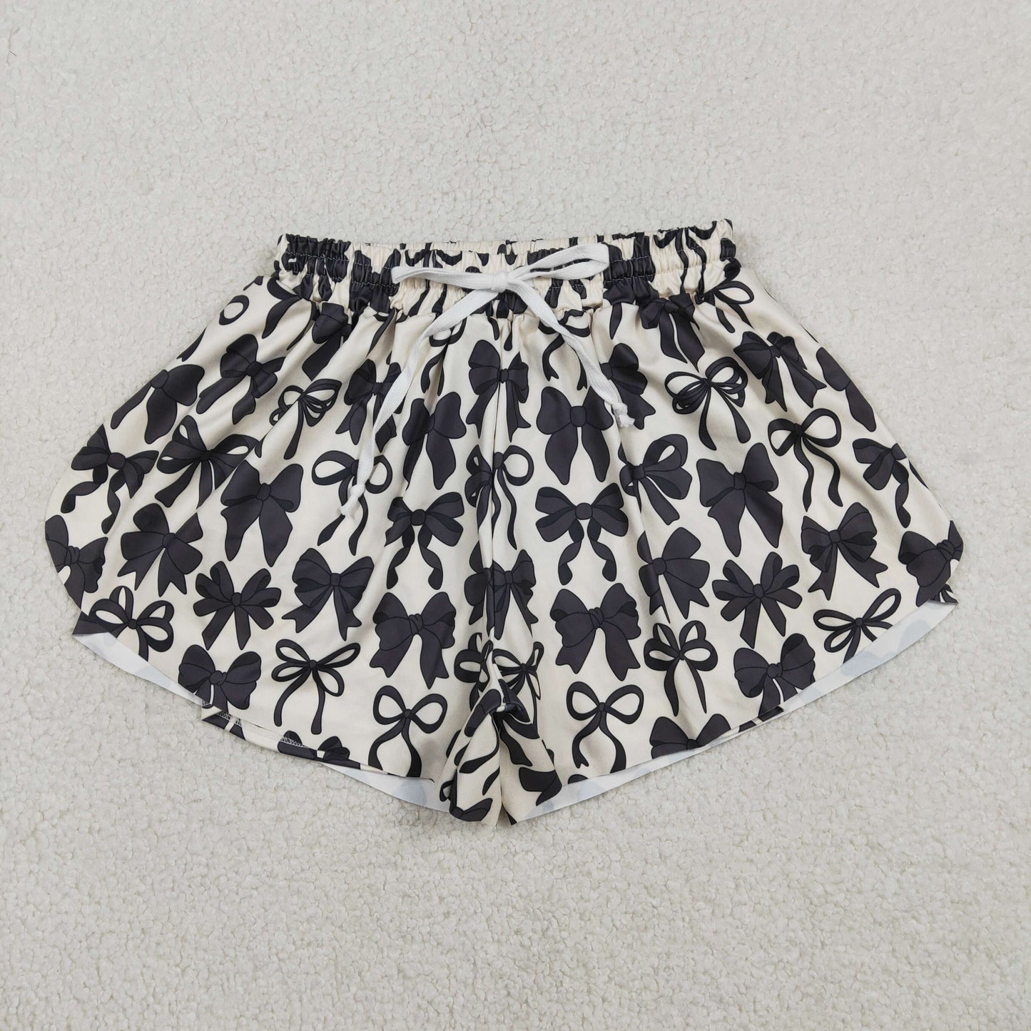 SS0765 Yoga Black Bows Adult Women Shorts