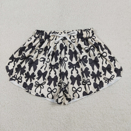 SS0765 Yoga Black Bows Adult Women Shorts