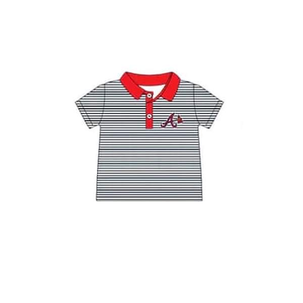 custom style Arkansas black striped short sleeve boys top