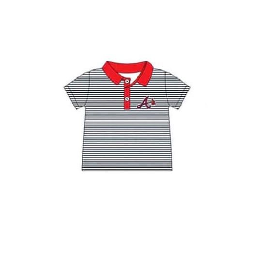 custom style Arkansas black striped short sleeve boys top