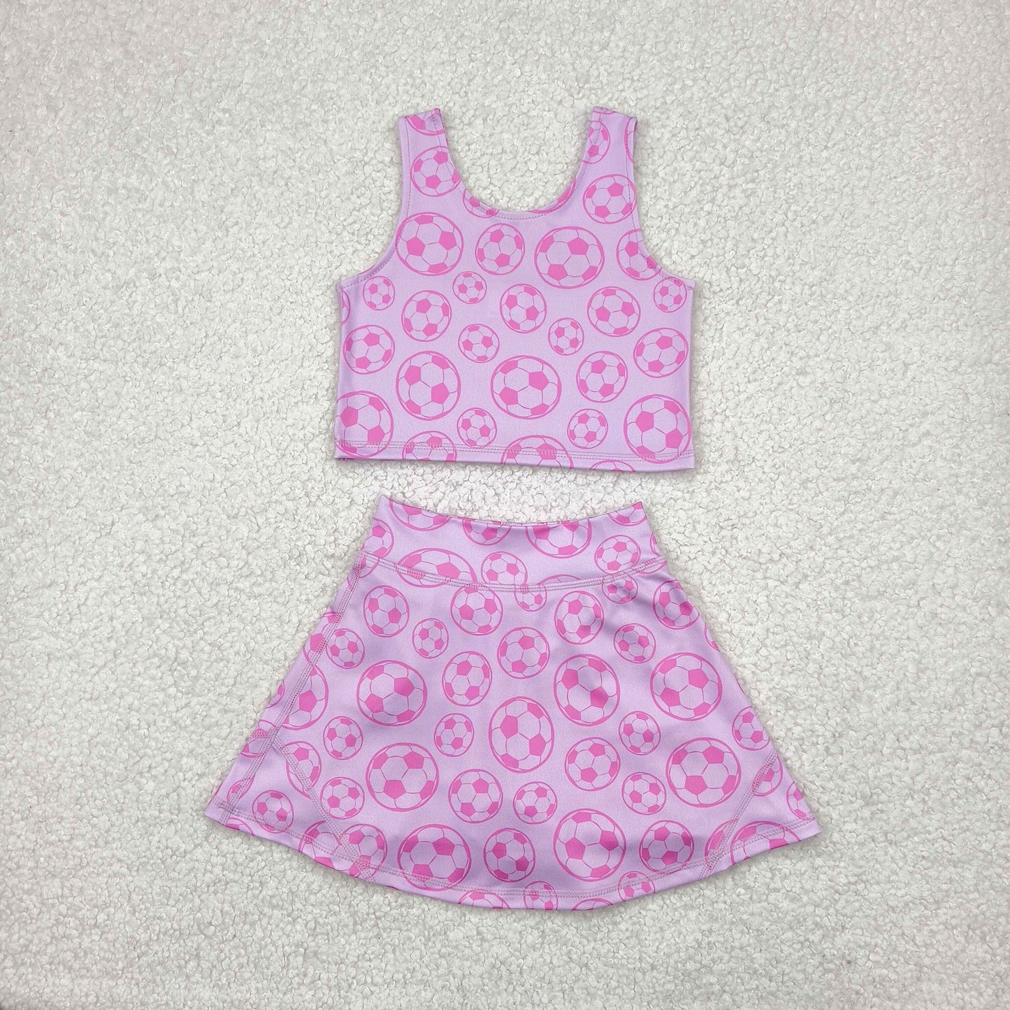 yoga GSD1468 football team soccer pink sleeveless skirt girls set