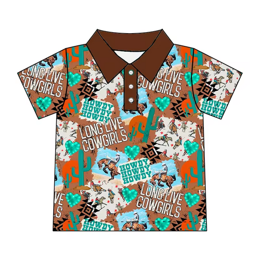 custom style Western howdy cowgirls short sleeve boys top