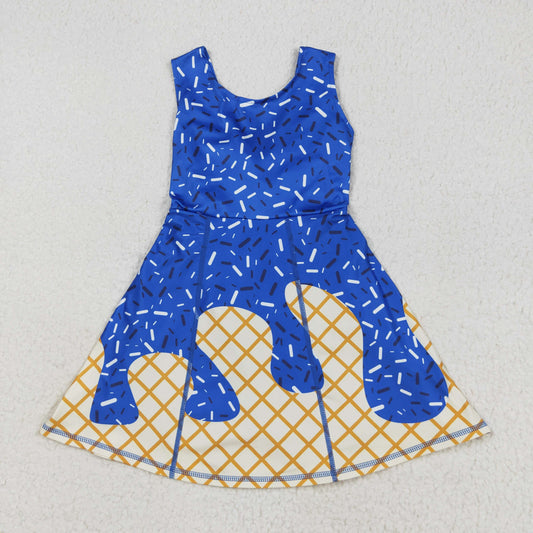 GSD2751 yoga ice dark blue sleeveless skorts girls dress