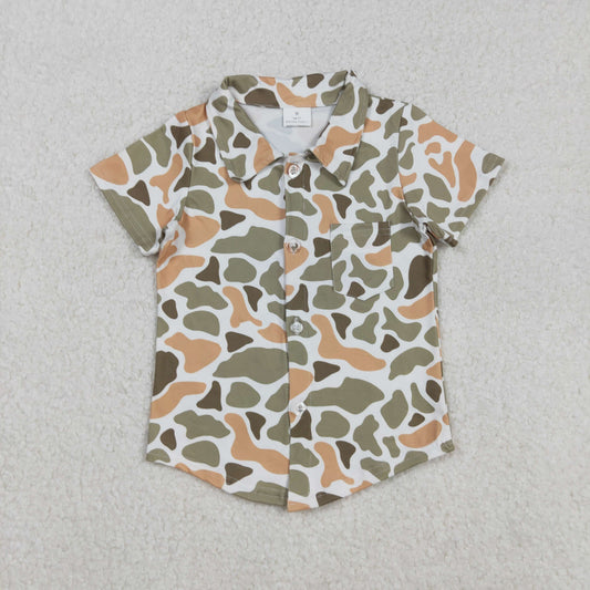 BT1312 hunting green camo short sleeve boys top