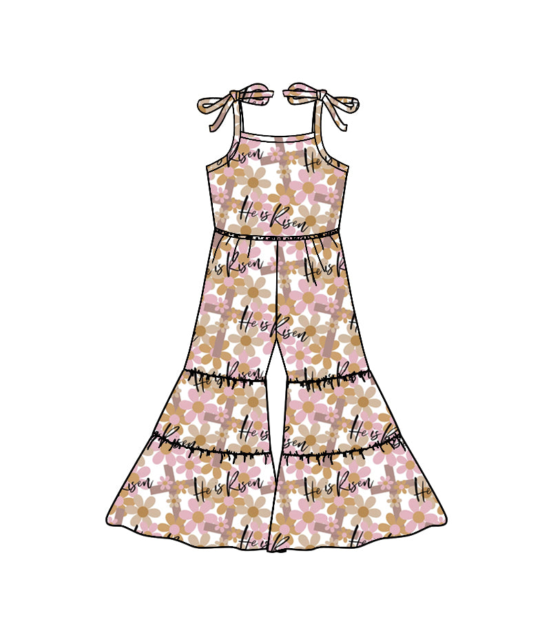 preorder Pink Flowers Girls Summer Jumpsuits