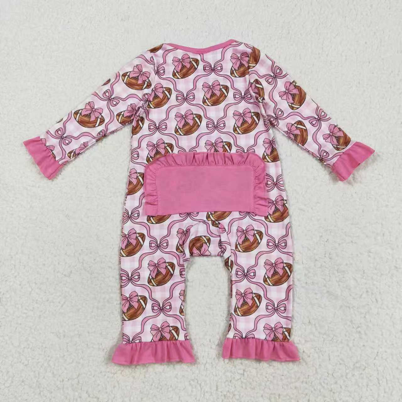 football bows hot pink romper/pajamas RTS Sibling Clothes