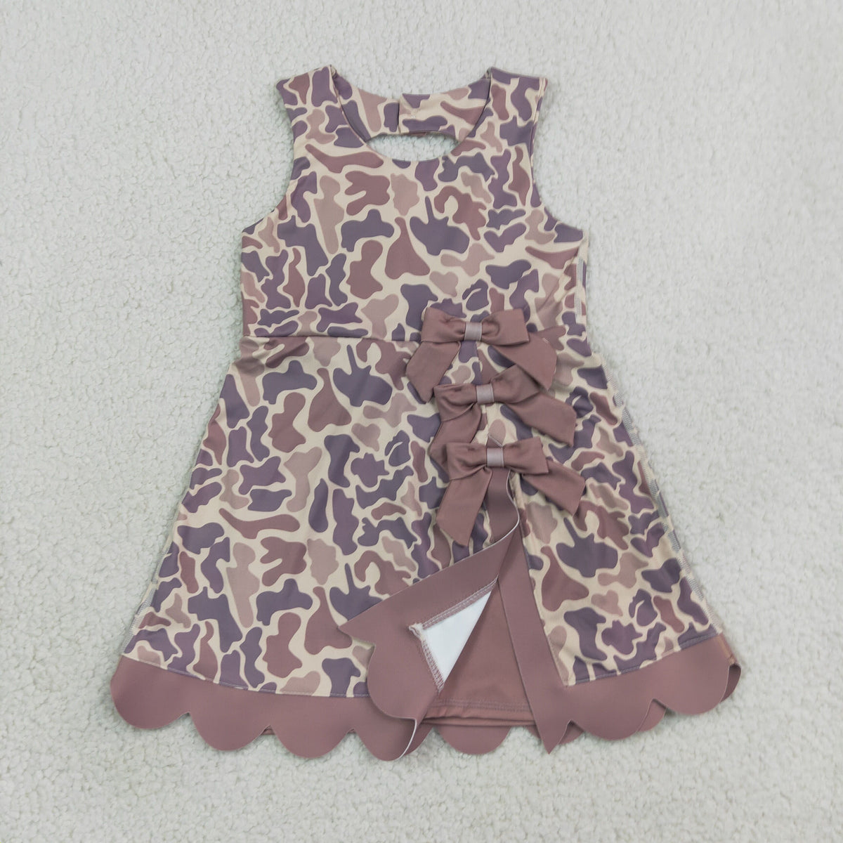 GSD4227 Yoga Camo Bows Skorts Sleeveless Girls Set