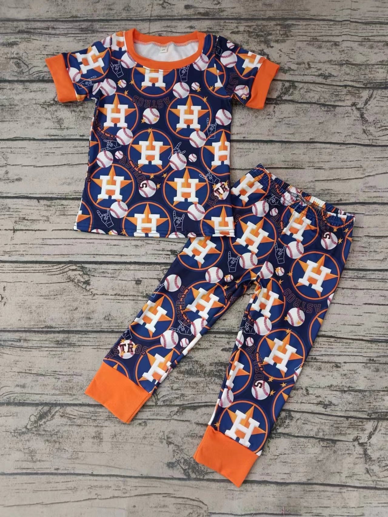 custom S Team blue short sleeve pants boys set