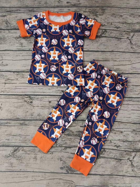 custom S Team blue short sleeve pants boys set