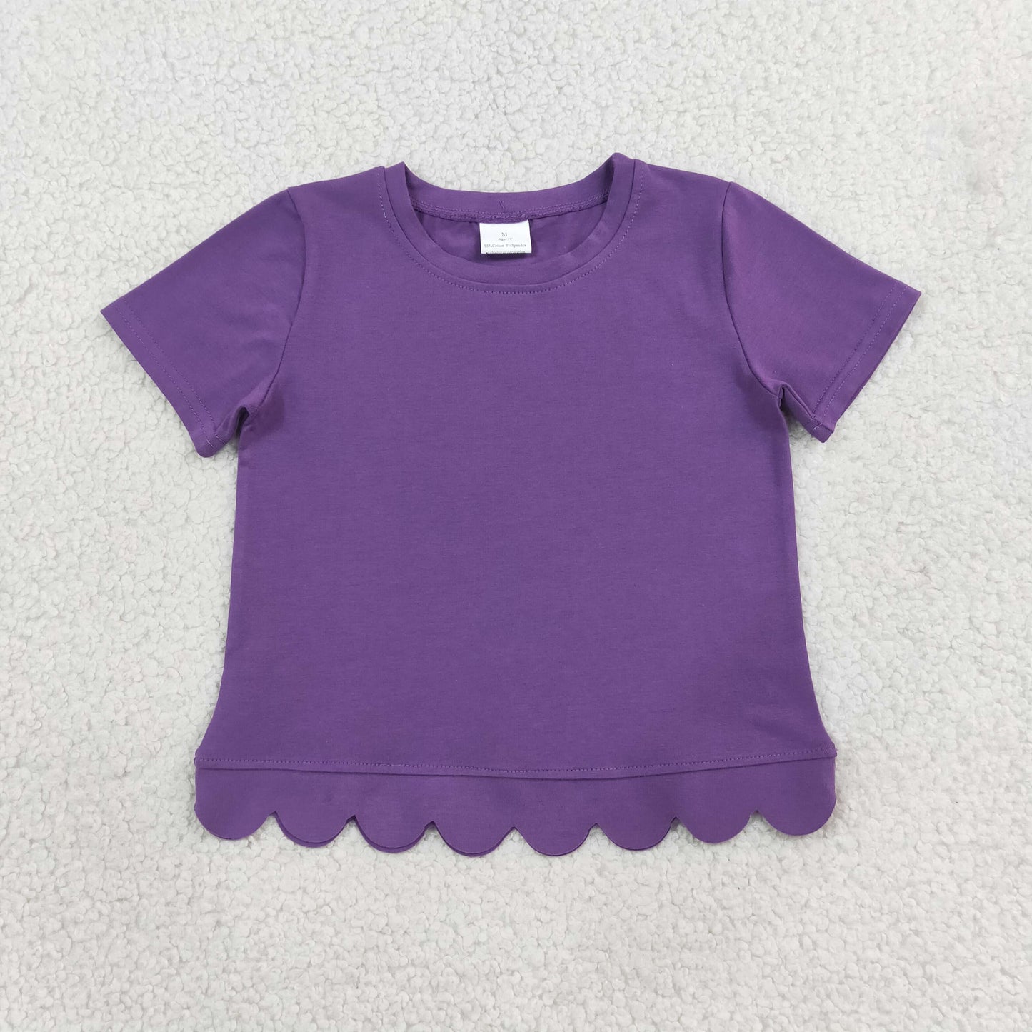 GT1776 Scallop Purple Short Sleeve Girls Top
