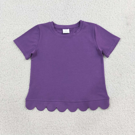 GT1776 Scallop Purple Short Sleeve Girls Top
