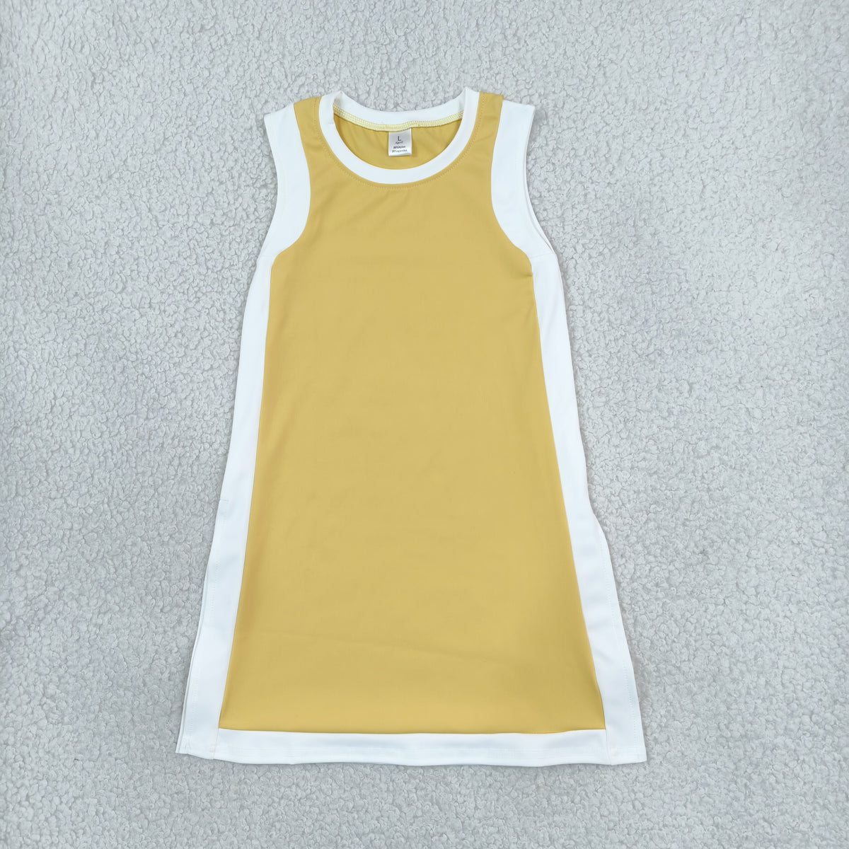 GSD4254 Yoga Yellow White Sleeveless Girls Dress