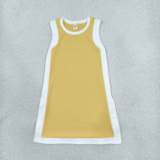 GSD4254 Yoga Yellow White Sleeveless Girls Dress