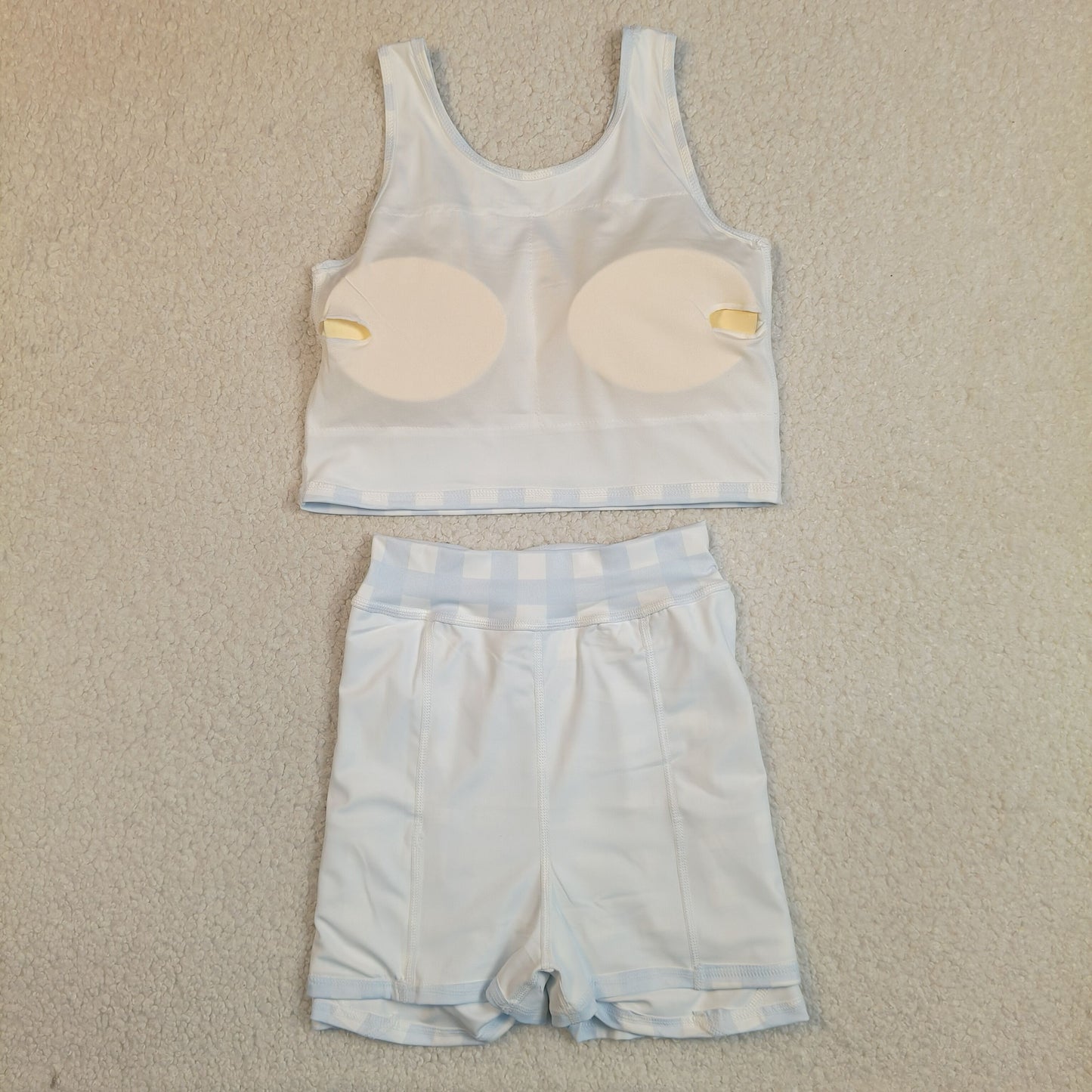 GSD3839 Yoga Blue Checkered Sleeveless Skorts Girls Set