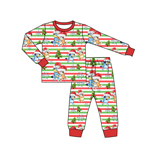 custom S 8.19 Christmas cartoon green long sleeve pants kids pajamas